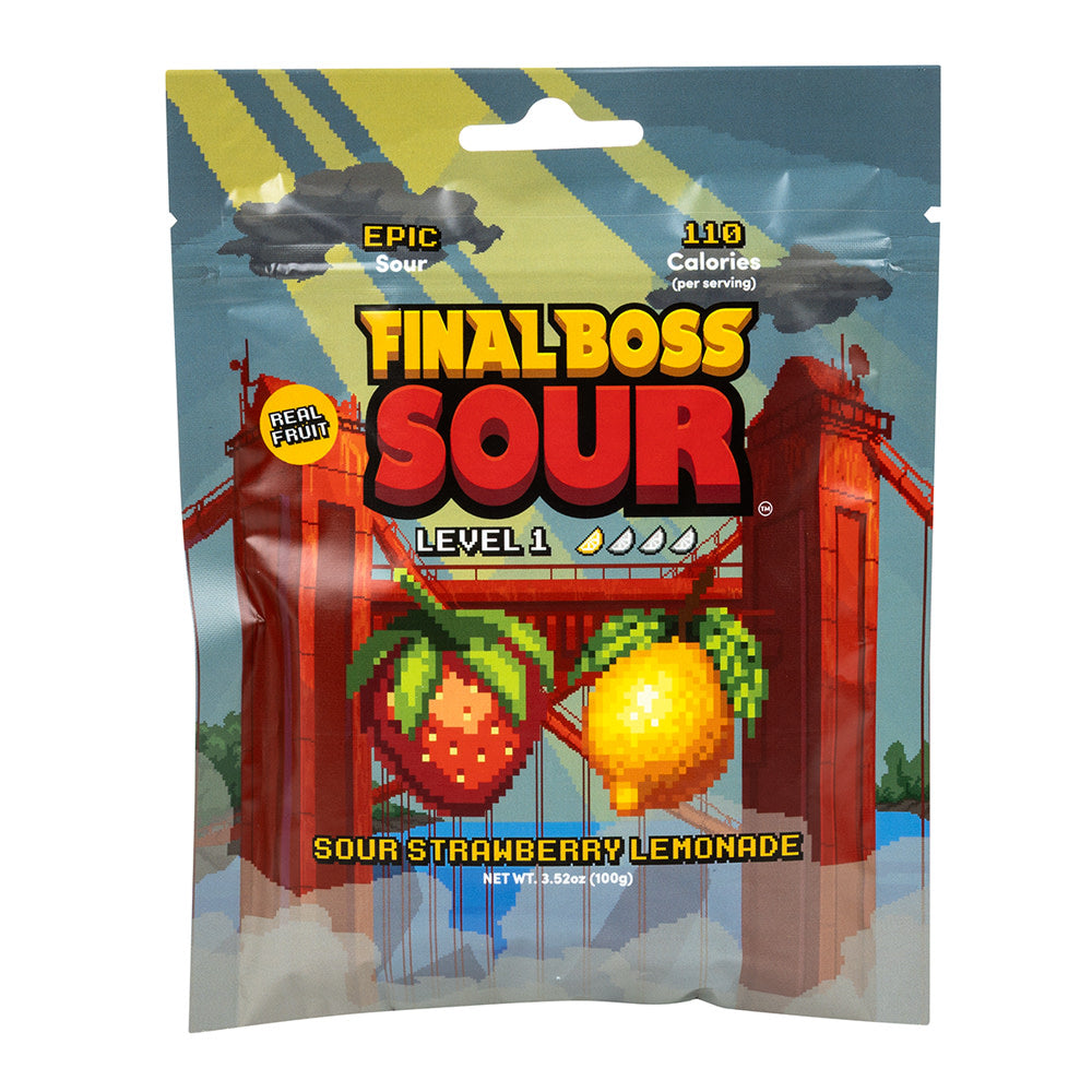 Final Boss Sour Level 1 Strawberry Lemonade Sour Candy Peg Bag