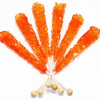 Orange Rock Candy Sticks - Unwrapped 120ct
