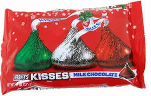Hershey Kisses Milk Chocolate Red Silver & Green - 11oz bag