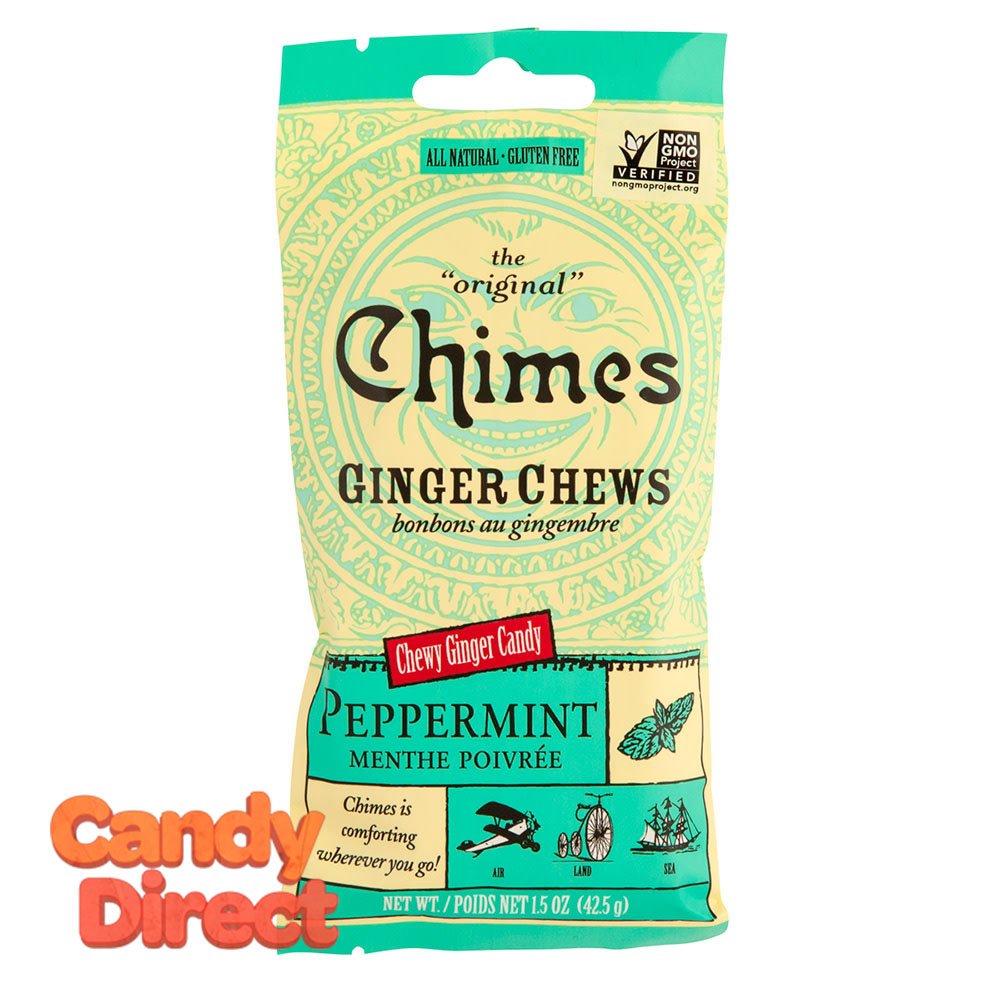 Chimes Ginger Chews Peppermint 1.5oz Bag 12ct