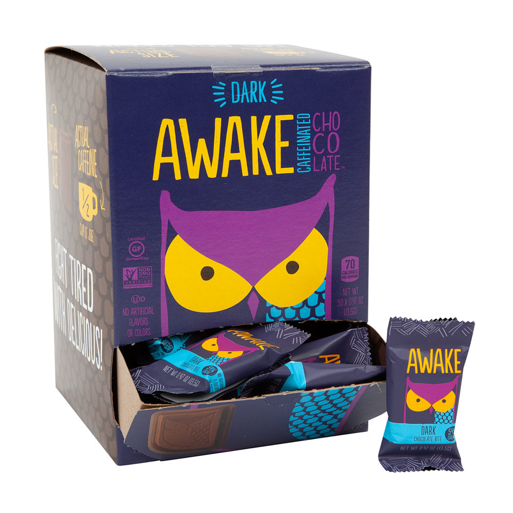 Awake Bites Caffeinated Dark Chocolate Candy - 50 Count – CandyDirect.com