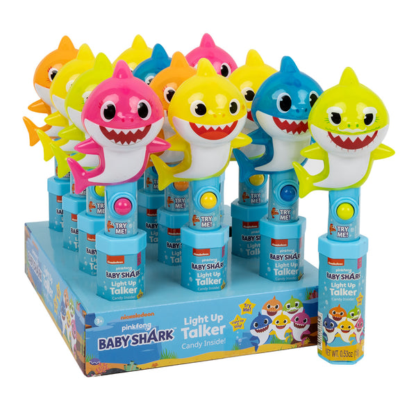 Candyrific Baby Shark Light Up Talker Candy with Dextrose - 12