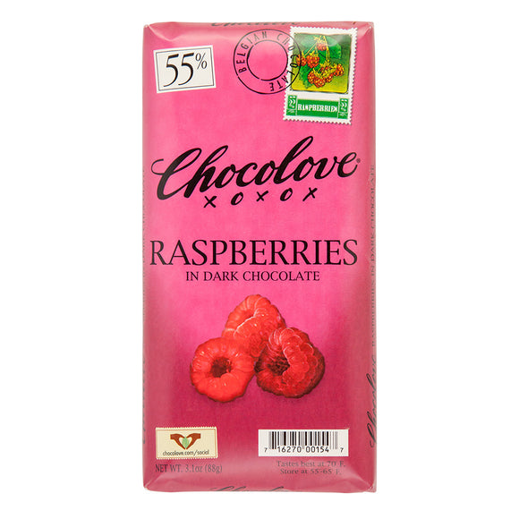 Chocolove Raspberries In Dark Chocolate 3.2oz Bar - 12ct – CandyDirect.com