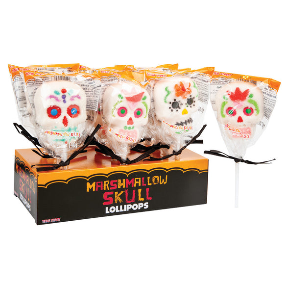 Treat Street Day Of The Dead Marshmallow Skull Lollipops - 12 Count ...