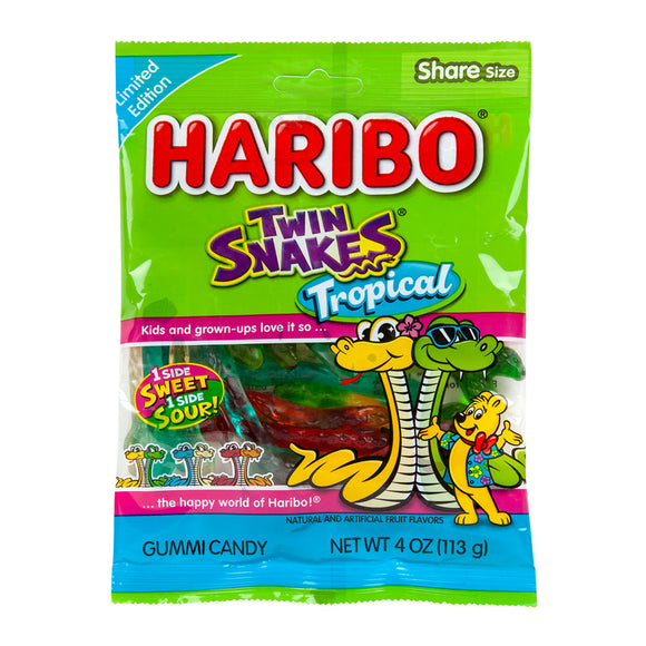 Haribo Tropical Twin Snakes Gummy Candy Peg Bags - 12 Count ...