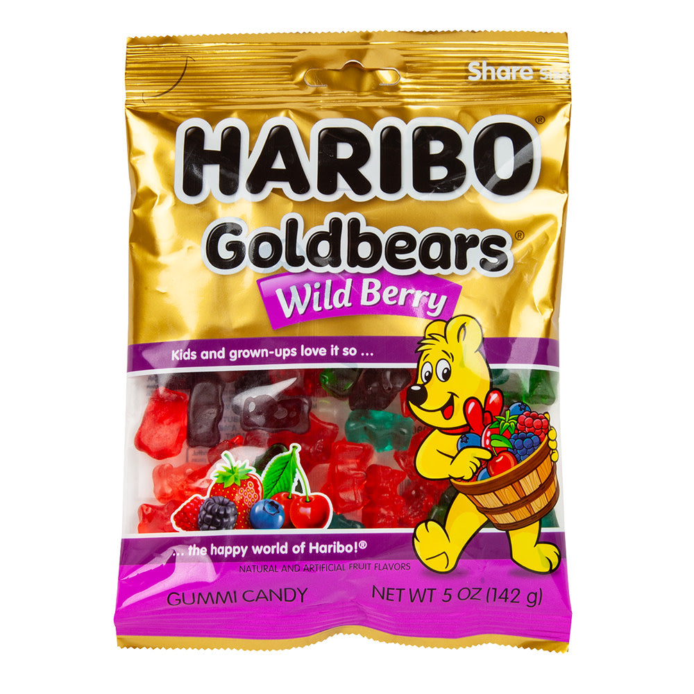 Haribo Wild Berry Gummy Bears Candy Peg Bag - 12 Count – CandyDirect.com
