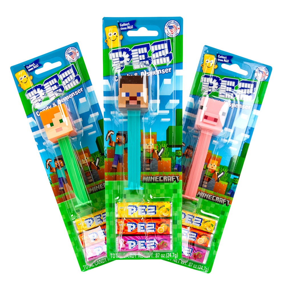 PEZ Minecraft Assorted Candy Dispensers Blister Pack - 12 Count ...