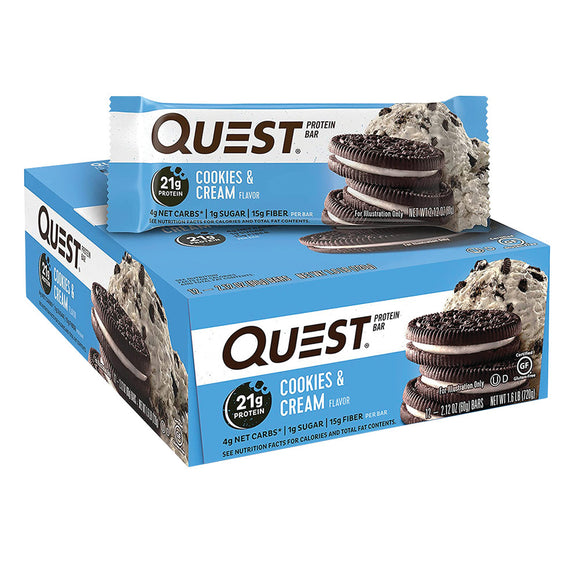 Quest Protein Bar Cookies and Cream - 12 Count 2.1 OZ – CandyDirect.com
