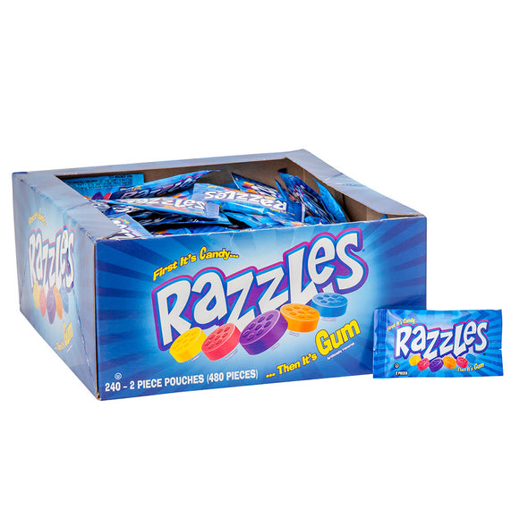 Razzles Original Candy Gum 2 Piece Pouches - 240 Count – CandyDirect.com