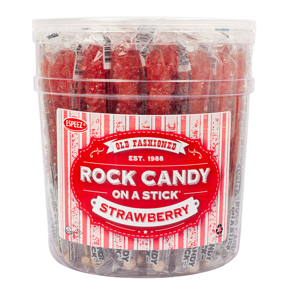 Espeez Red Strawberry Rock Candy Crystal Sticks Tub - 36 Count ...