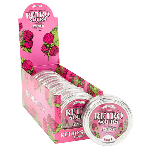 Retro Sours Raspberry Sour Candy Tin - 8 Count – CandyDirect.com