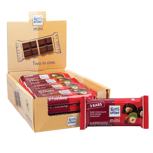 Ritter Sport Mini Dark Chocolate with Hazelnuts Candy Bars 2 Pack - 16 ...