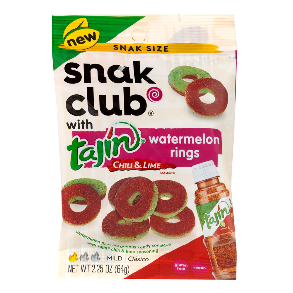 Snak Club Chili and Lime Watermelon Ring Gummy Candy Peg Bags - 12 ...