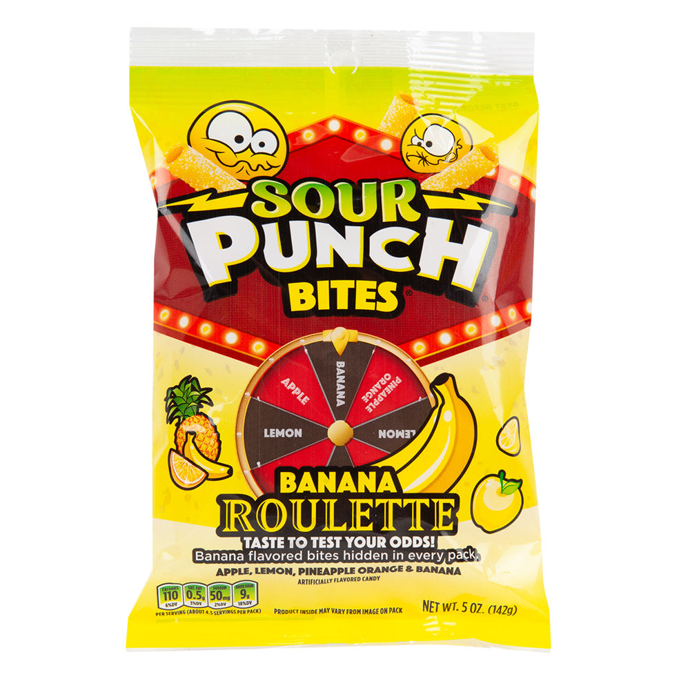Sour Punch Banana Roulette Bites Sour Candy Peg Bags - 12 Count ...