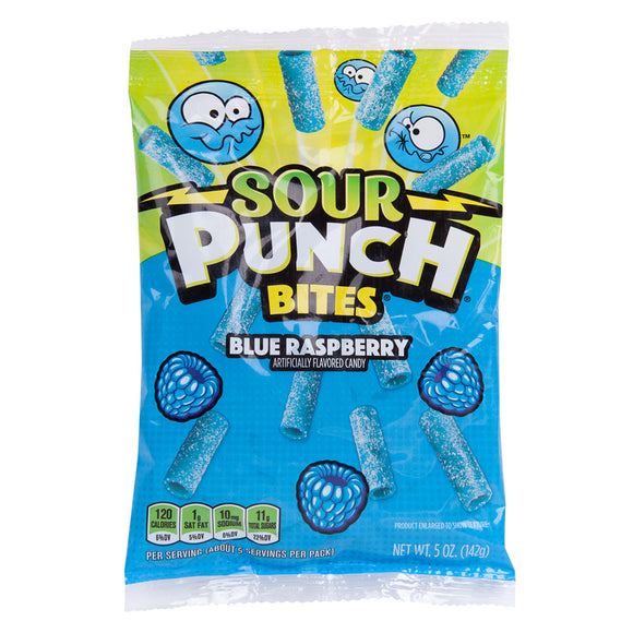 Sour Punch Blue Raspberry Bites Gummy Candy Peg Bag - 12 Count ...