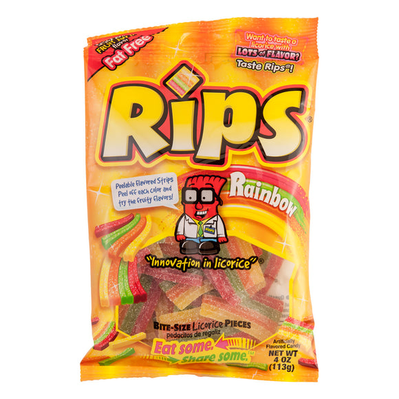 Sour Rips Rainbow Bite Size Licorice Candy Peg Bags - 12 Count ...