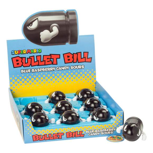 Super Mario Bullet Bill Blue Raspberry Sour Candy Tins - 9 Count ...