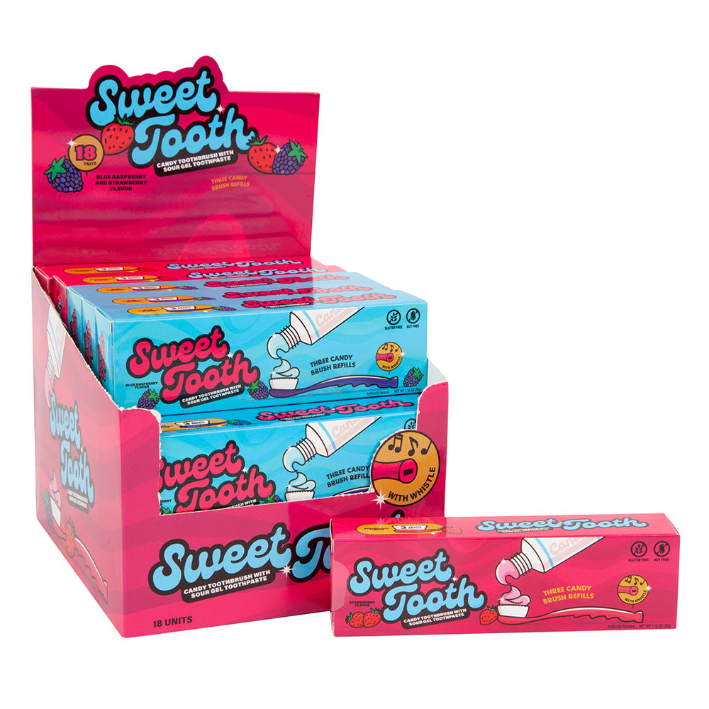 Sweet Tooth Candy Toothbrush and Sour Gel Toothpaste Candy - 18 Count ...