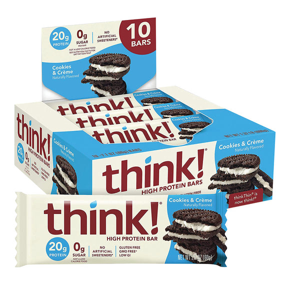 Think Thin Cookies and Cream Protein Bar - 10 Count - 2.1 OZ ...