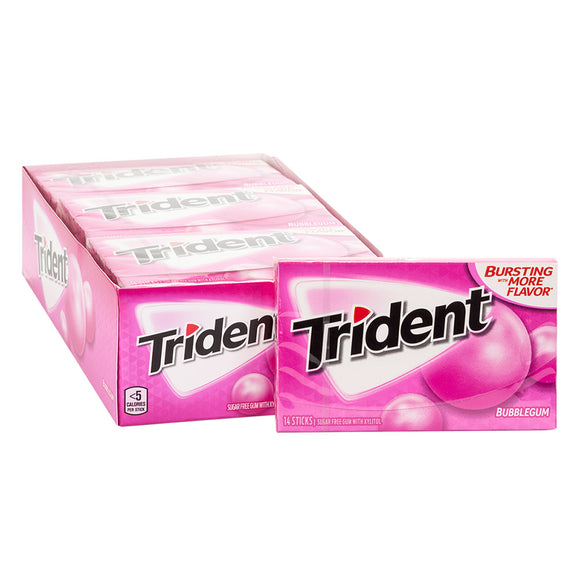 Trident Bubblegum Sugar Free Gum – 12 Packs, 14 Pieces Each (168 Total)