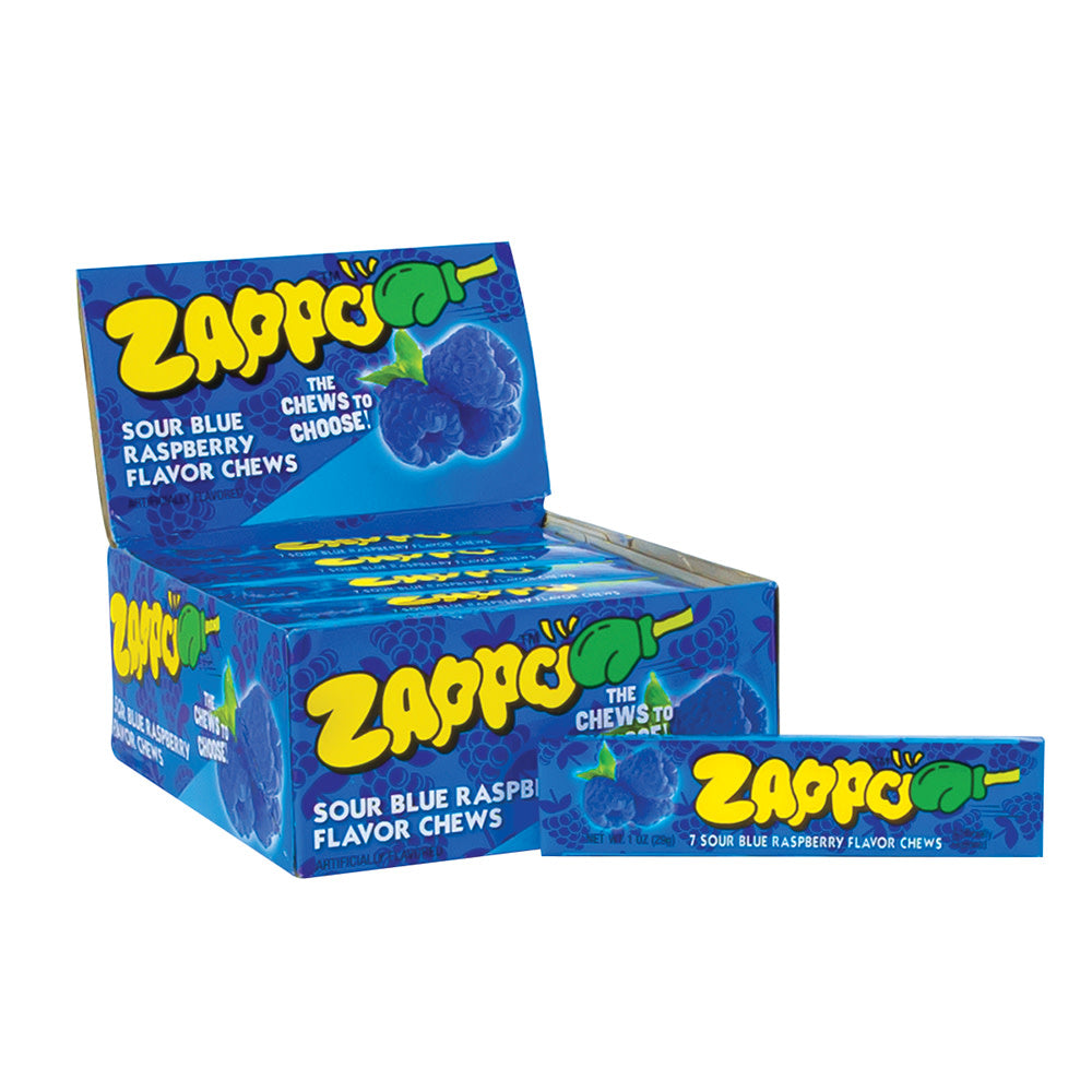 Zappo Sour Blue Raspberry Chew Candy Sticks - 30 Count – CandyDirect.com