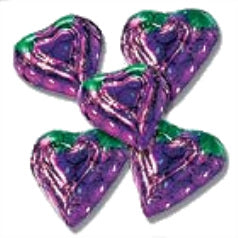 Grape Foil Chocolate Hearts - 5lb Bag