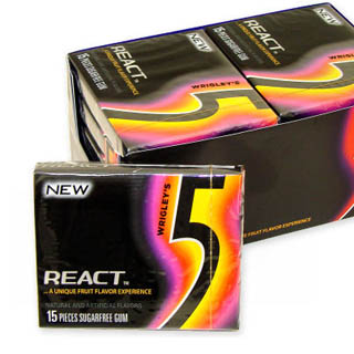 Wrigley's 5 Gum - React 2 Fruit 15-Stick 10ct –