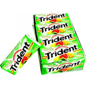 Trident Watermelon Tropical Fruit Layers Sugar Free Gum - 12ct