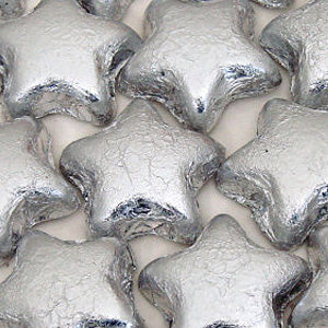 Silver Chocolate Stars - Foil Wrapped 5lb Bag