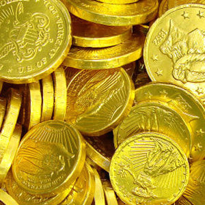 Gold Chocolate Foil Coins Assorted Sizes - 10lb