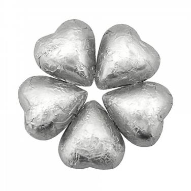 Silver Chocolate Hearts - Foil Wrapped 10lb