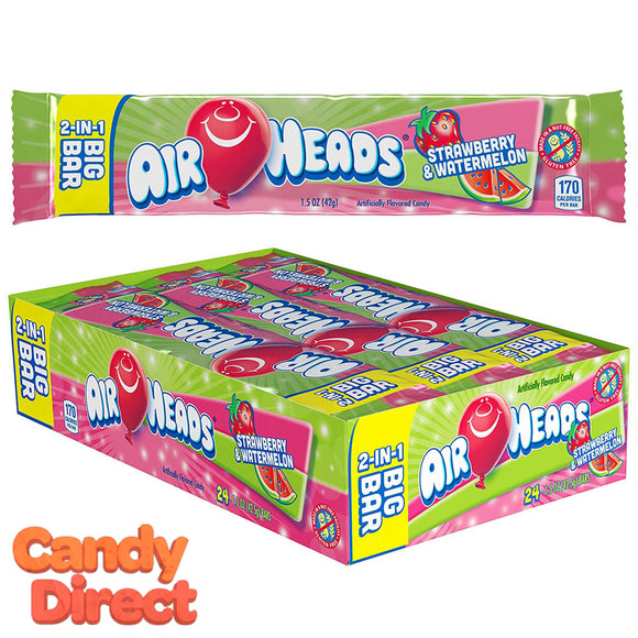 Airheads Candy 2-in-1 Big Bars Strawberry & Watermelon - 24ct