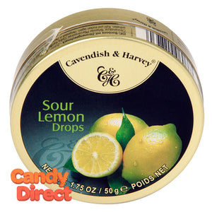 Cavendish & Harvey Drops Sour Lemon 1.75oz Tin - 7ct