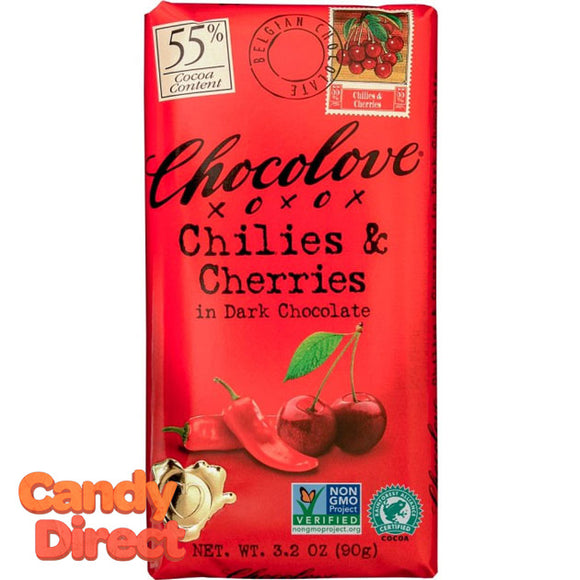 Chocolove Dark Chocolate Chilis and Cherries Bars - 12ct