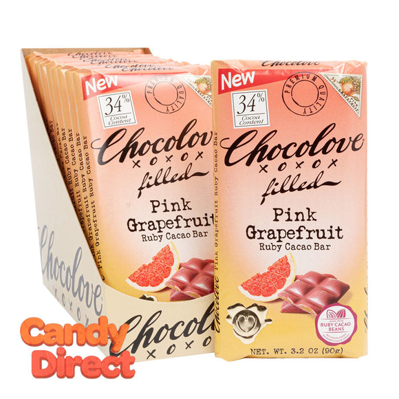 Chocolove Pink Grapefruit Ruby Cocoa 3.2oz Bar - 10ct
