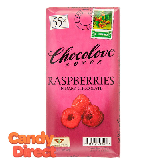 Chocolove Raspberries In Dark Chocolate 3.2oz Bar - 12ct