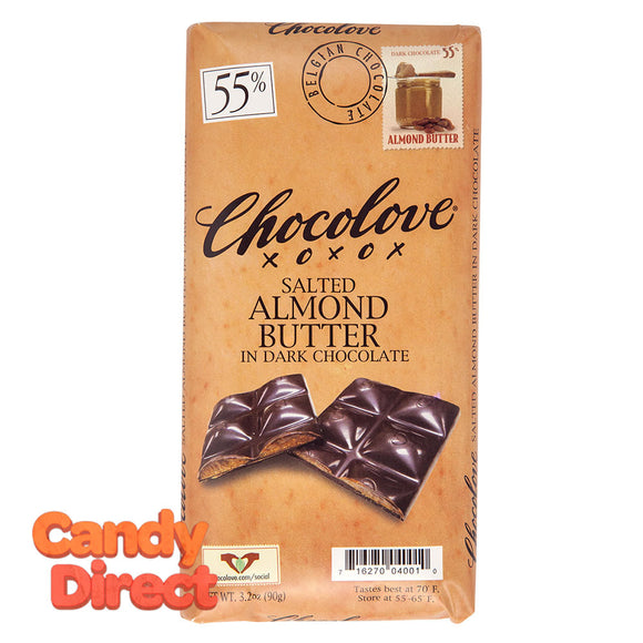 Chocolove Salted Almond Butter In Dark Chocolate 3.2oz Bar - 10ct