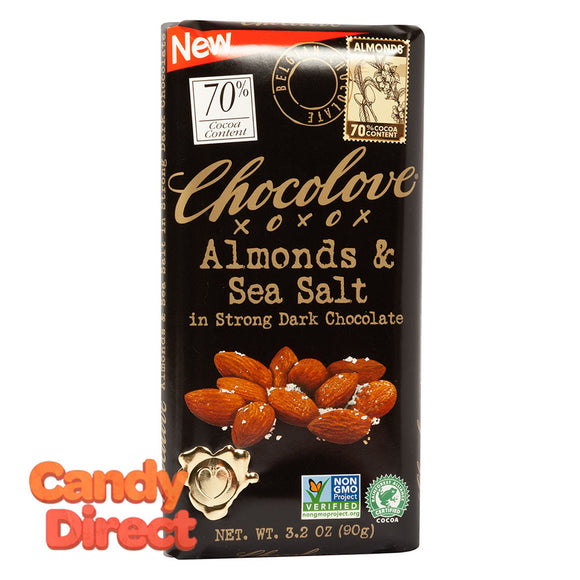 Chocolove Strong Dark Chocolate Almonds And Sea Salt 3.2oz - 12ct