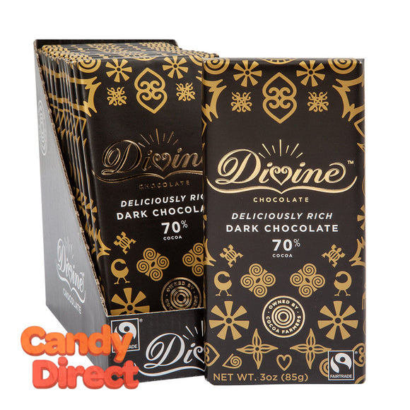 Divine Bars 70% Dark Chocolate 3oz - 12ct