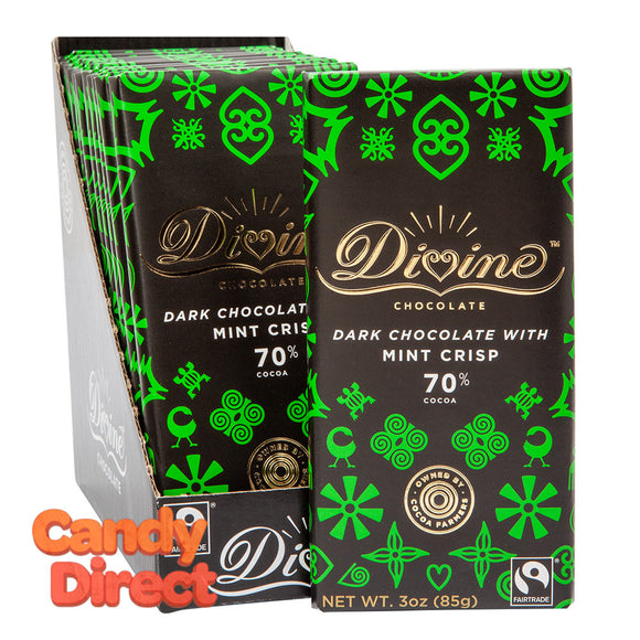 Divine Bars 70% Dark Chocolate With Mint Crisp 3oz - 12ct