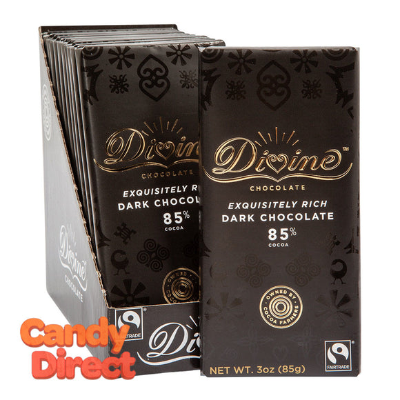 Divine Bars 85% Dark Chocolate 3oz - 12ct