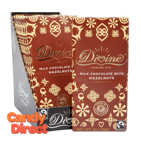 Divine Bars Milk Chocolate With Chopped Hazelnuts 3oz - 12ct