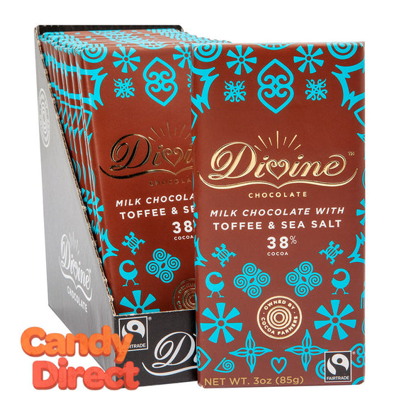 Divine Bars Milk Chocolate With Toffee & Sea Salt 3oz - 12ct