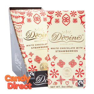 Divine Bars White Chocolate With Strawberries 3oz - 12ct