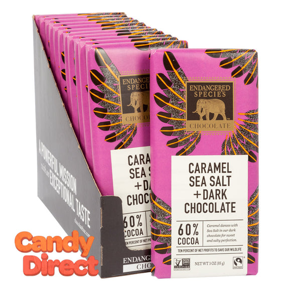 Endangered Species With Caramel And Sea Salt Dark Chocolate 3oz Bar - 12ct