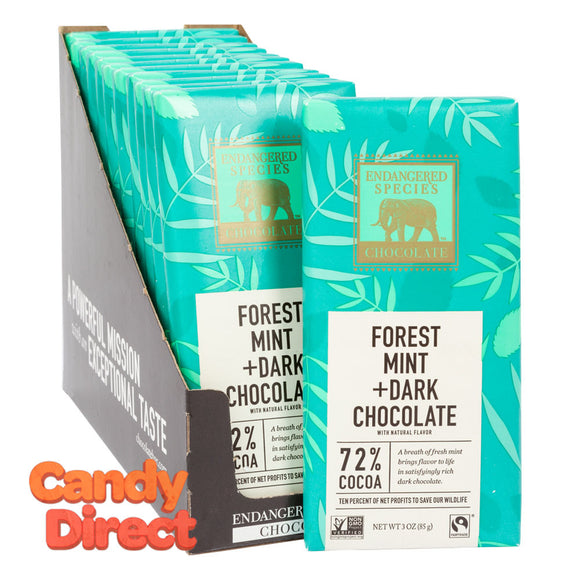 Endangered Species With Forest Mint Dark Chocolate 3oz Bar - 12ct