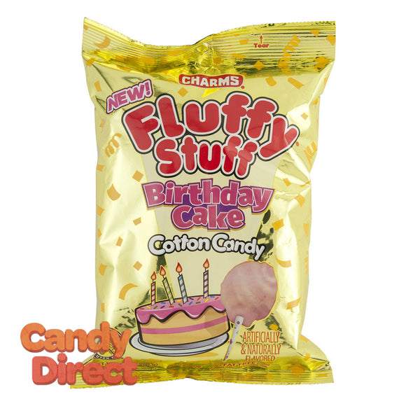 Fluffy Birthday Cake Cotton Candy Stuff 2.1oz Bag - 24ct