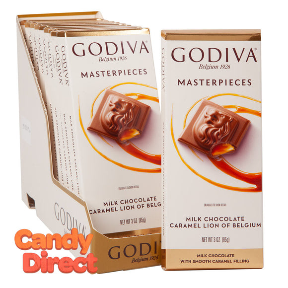Godiva Masterpieces Milk Chocolate Caramel Lion 3oz Tablet Bar - 10ct