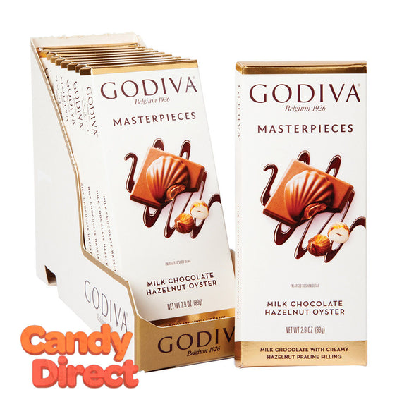 Godiva Masterpieces Milk Chocolate Hazelnut Oyster 3oz Tablet Bar - 10ct
