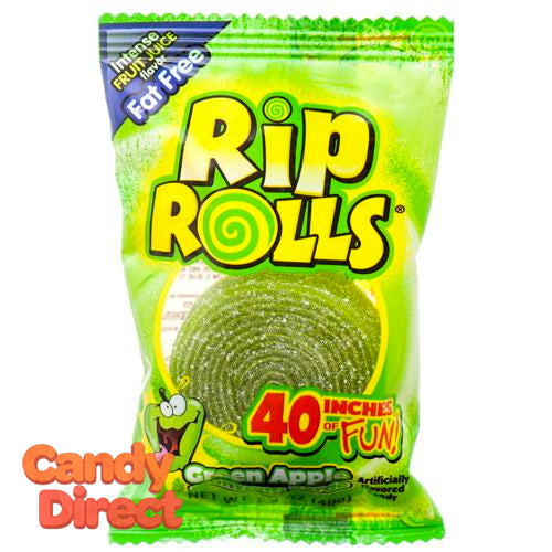 Green Apple Rip Rolls Candy - 24ct